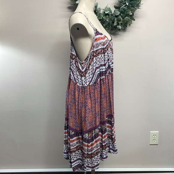 Mossimo Supply Co Boho Spaghetti Strap Paisley Floral Crochet Trim Dress XL - Picture 7 of 16